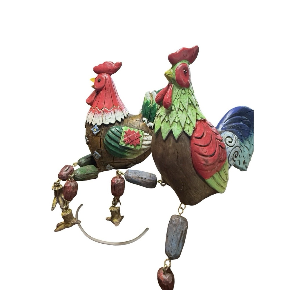 Rooster‎ Shelf Sitter Figurine Farmhouse Decor Dangling Legs Set Of 2